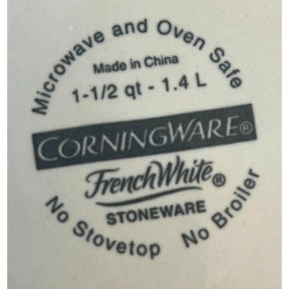 CorningWare French White 1.5 Qt Stoneware Casserole Dish Lid + refrigerator lid - Picture 5 of 6